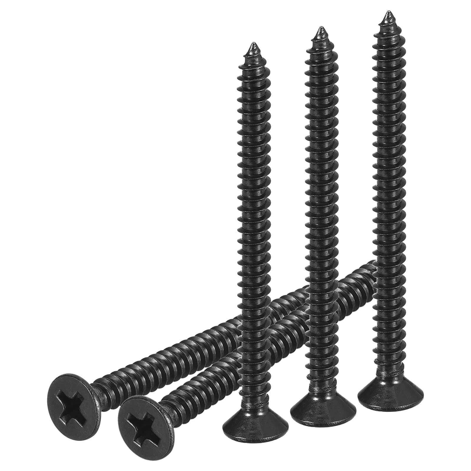 DTGN 25Pcs #8x2" Flat Head Wood Screws, 304 Stainless Steel Phillips Self Tapping Screws - Good for Woodworking Furniture - Black