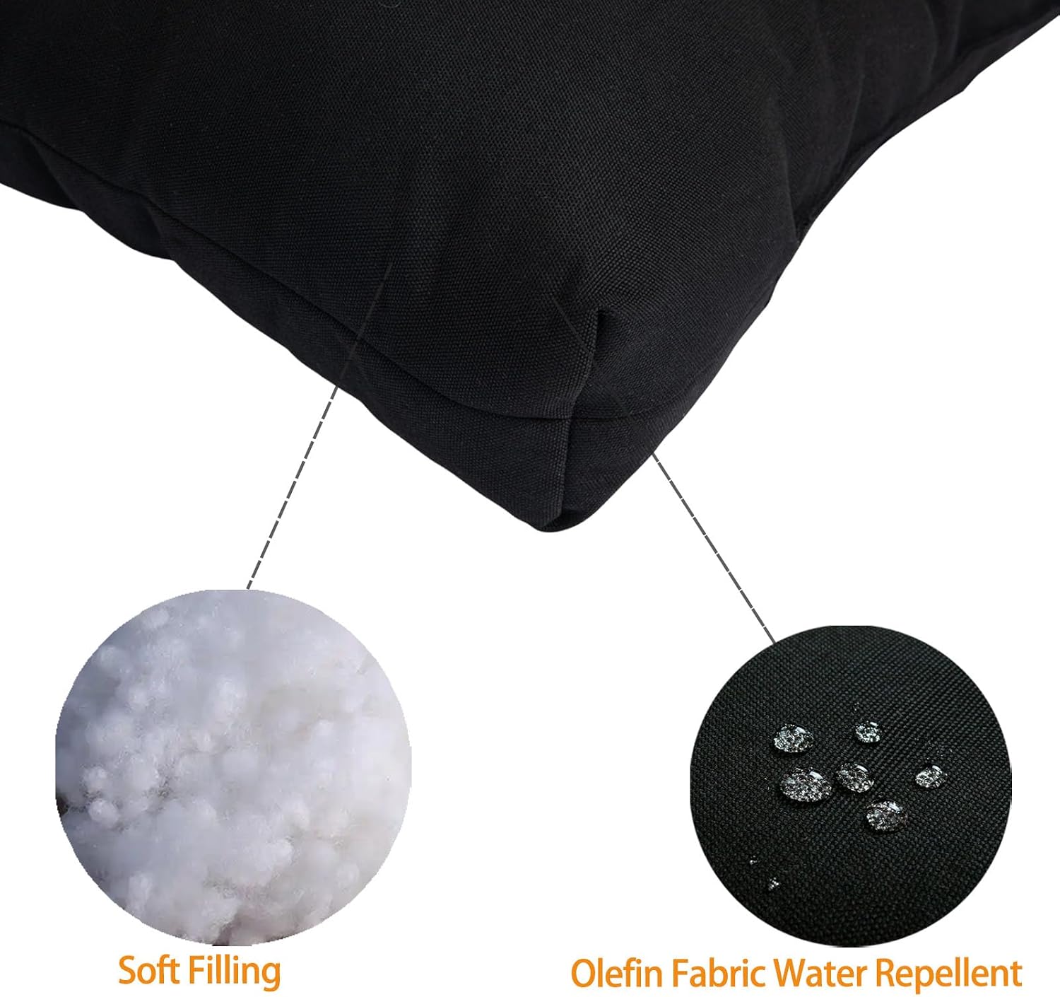 FUNHOME Outdoor Bench Cushion 45x18 inch with Non-Slip Grips,Porch Swing Cushion,Bench Pillow,Water Resistant Tufted Cushions for Patio Garden Furniture,Window Seat(Black)
