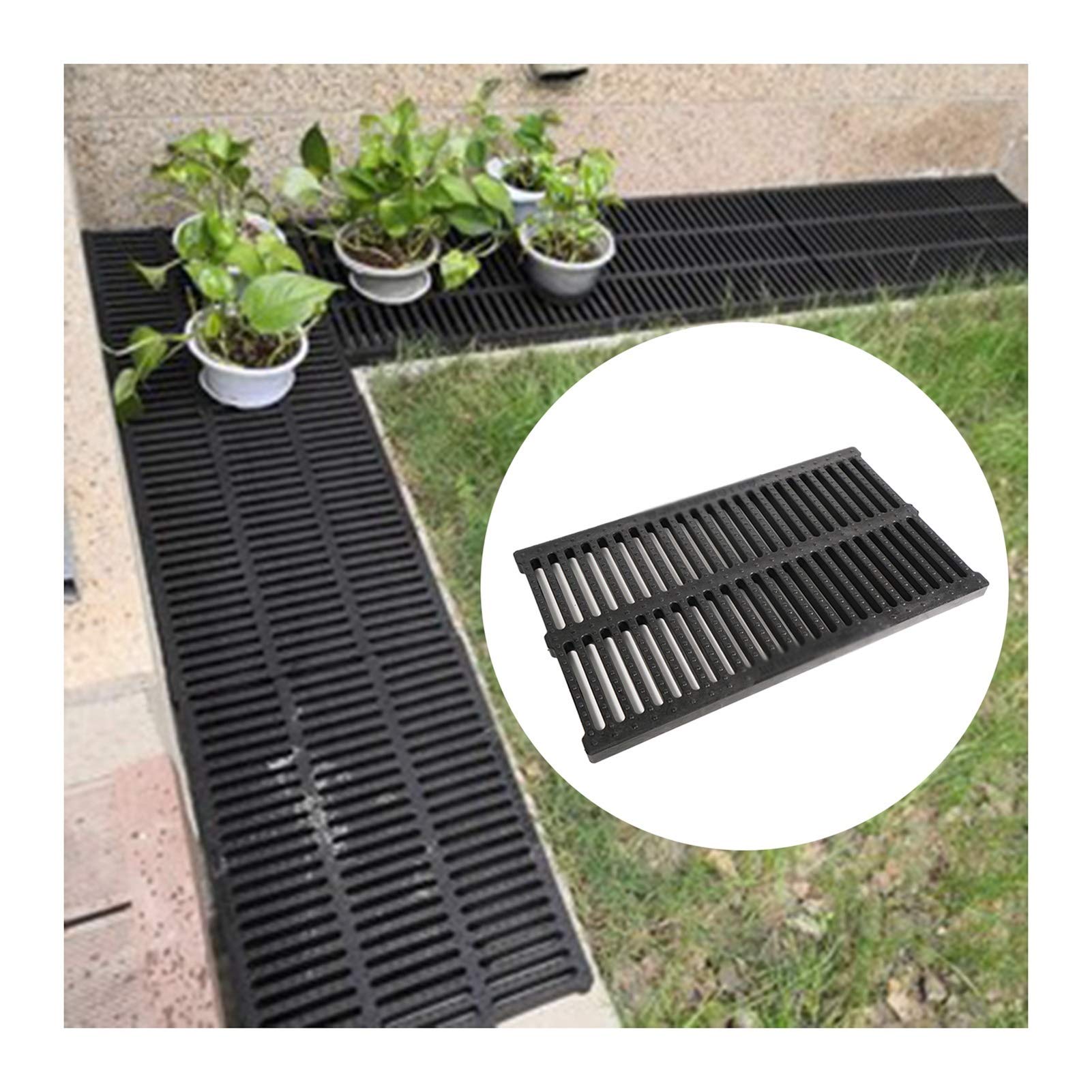 Drain De Douche Linéaire, Filtre À Cheveux Drain De Plancher Carré Ordures De Cuisine Anti-colmatage Antidérapant Jardin Extérieur Couvercles De Drain De Douche ( Color : Black , Size : 400x600x40mm )