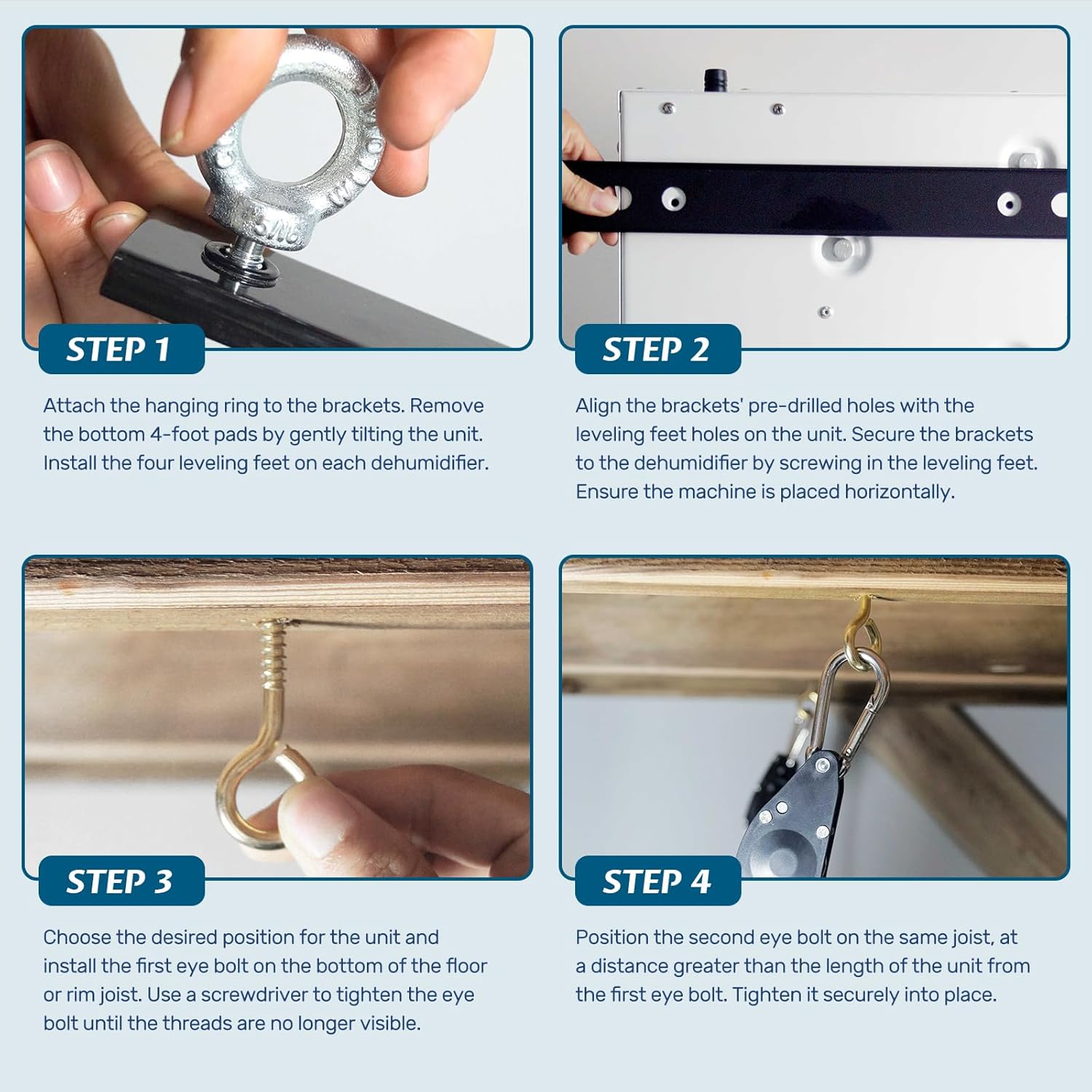 ARGENDON Hanging Kits for Compact Dehumidifiers, Easy Way to Raise and Lower Dehumidifier, Helps Reduce Noise and Vibration of the Unit, Suitable for ARGENDON Crawl Space Dehumidifier Black