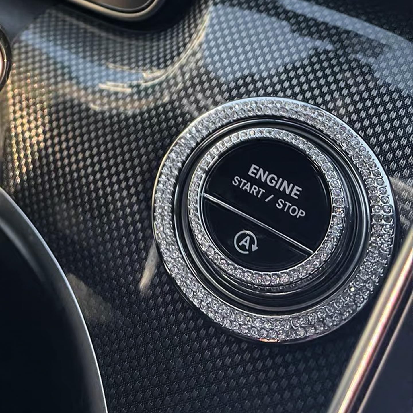for Mercedes-Benz New C-Class W206 GLC X254 Car Interior Crystal Decor -Zinc Alloy with Hand-Inlaid Czech Preciosa Crystals,Luxury Ambience Upgrade Accessories (Ignition Ring Trim)
