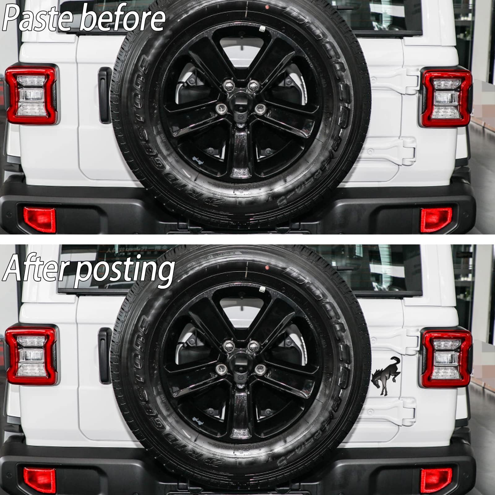 JINGSEN 3D Tailgate Emblems Compatible with Ford Bronco 2021 2022,Vinyl Rear Horse Emblem Overlay Decals with Tape-On Installation Compatible with Ford Bronco Accessories 2021-2022(Matte Black)