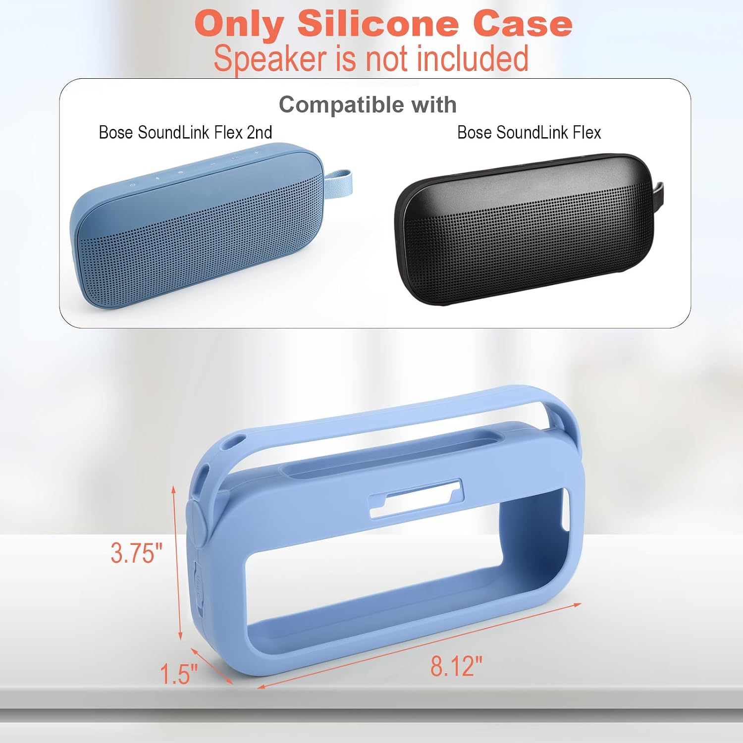 Silicone Case Cover for Bose SoundLink Flex 2nd Gen/SoundLink Flex Portable Speaker with Handle Charging Port Dust Cover (Blue)