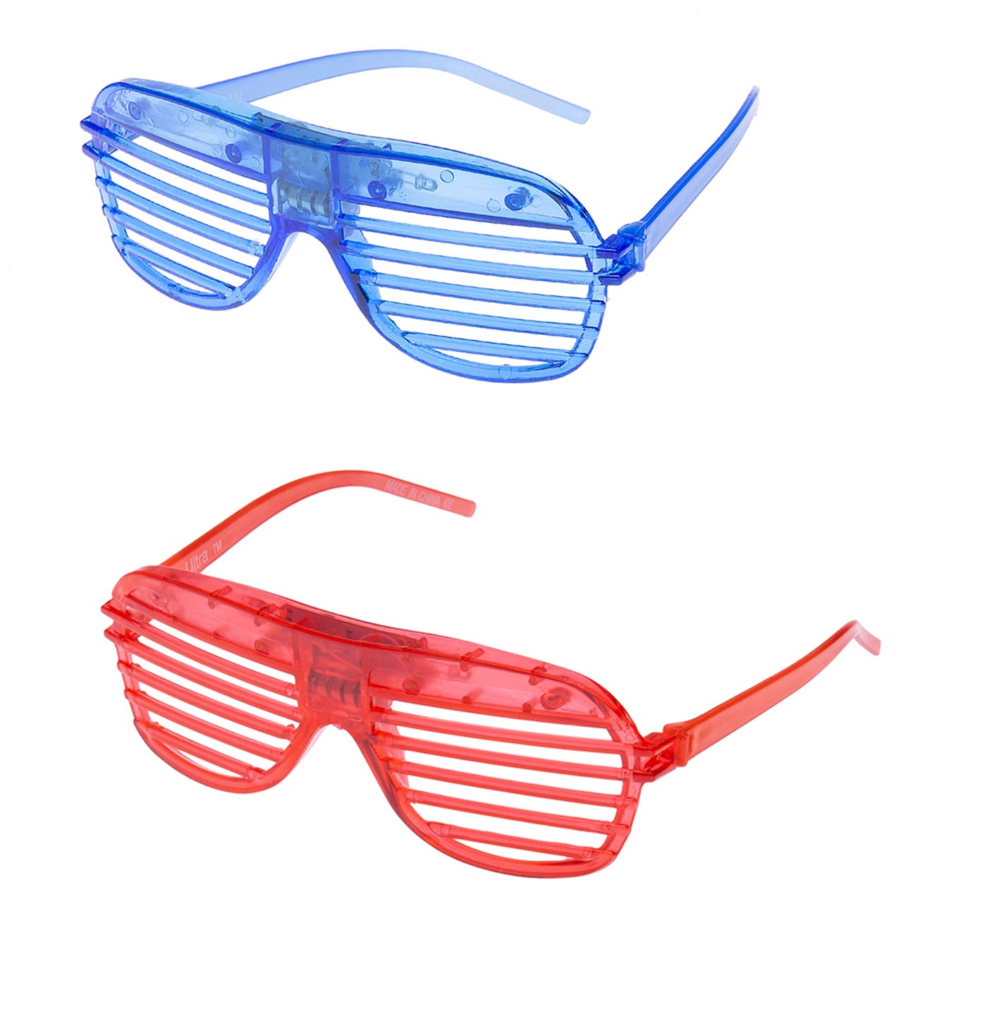 Ultra 1 Red 1 Blue LED Shutter Glasses - Party Flashing Glasses with Lights - Neon Glasses Rave Accessories - Futuristic LED Glasses 6 Colour Rave Glasses - Light Up Glasses - Glow LED Sunglasses