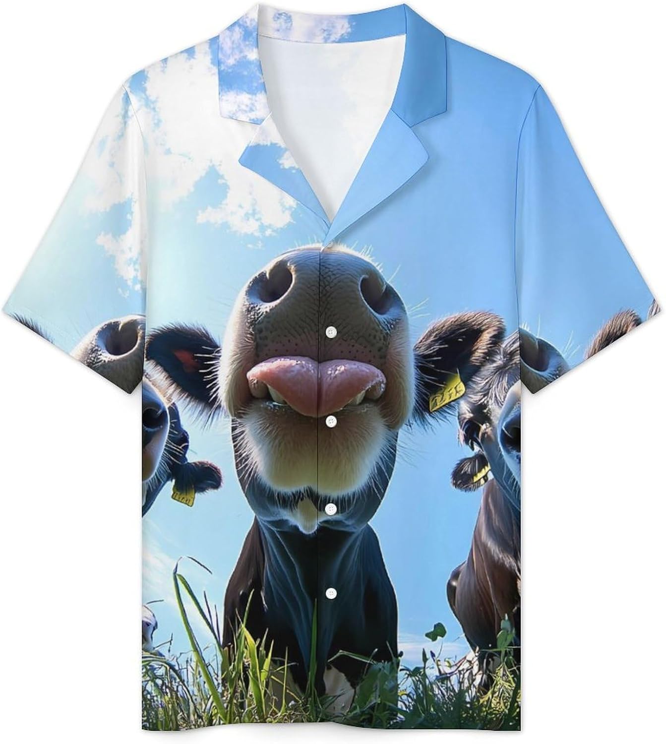 Cows Taste The Summer Men's Short Sleeve Pajama Set Satin Silk Like Lounge Sleepwear