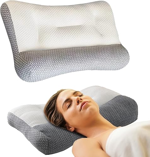 Almohada ergonómica de 18.9 x 29.1 pulgadas, almohada de cuello de tracción inversa, almohada de contorno de hombros y cuello, alivia el dolor de