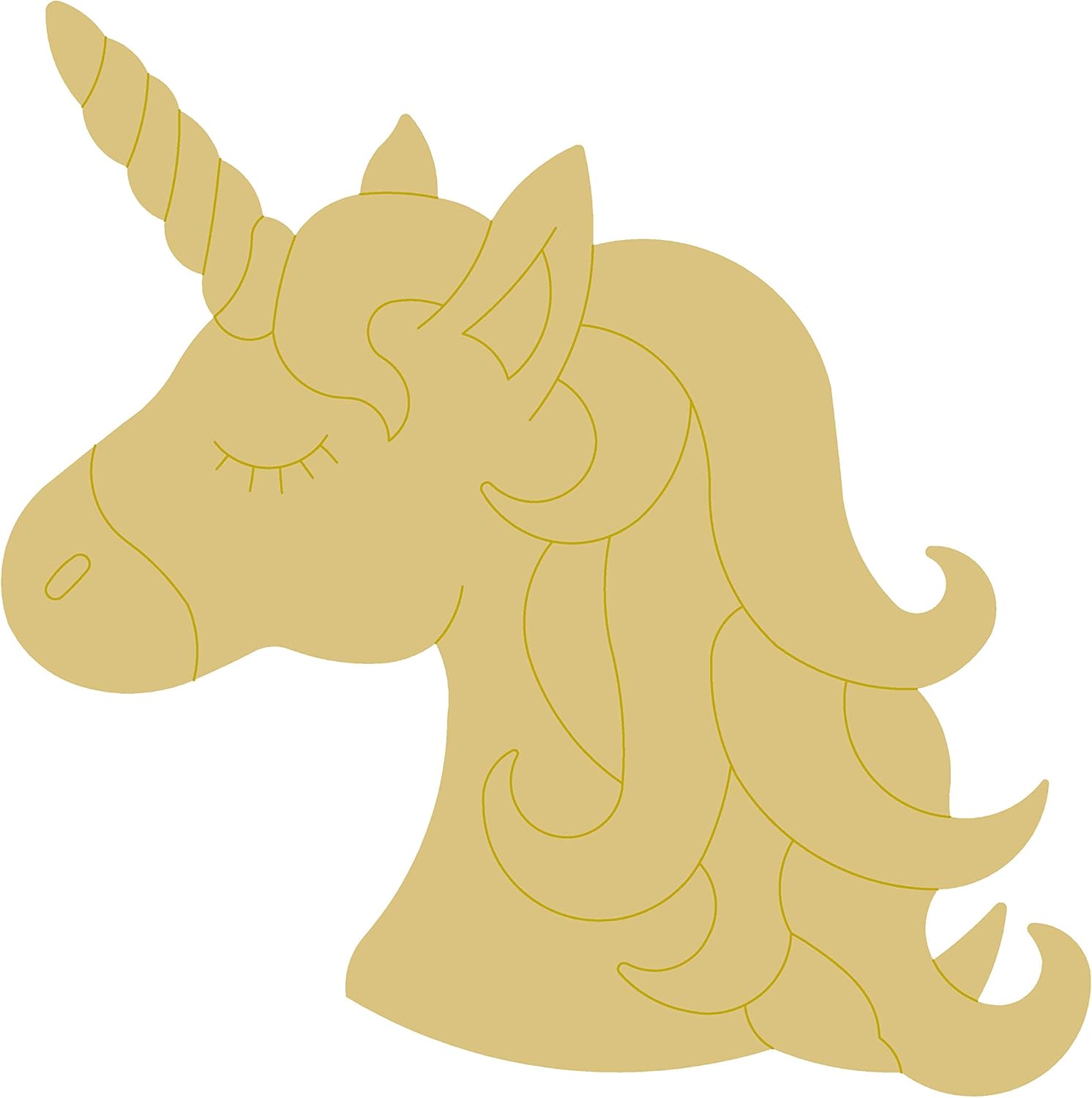 Unicorn Head Design by Lines Cutout Unfinished Wood Mystical Theme Kids Nursery Decor Door Hanger MDF Shaped Canvas Style 5 (24")