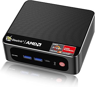 Beelink Mini PC AMD Ryzen 7 5700U Up to 4.3GHz 8C/16T, SER5 16GB RAM 1TB SSD Graphics 8core 1900 MHz, M.2 SSD NVME 2280 Mini Computer WiFi 6/BT5.2/HDMI/DP/USB-C, Support 2.5 Inch HDD