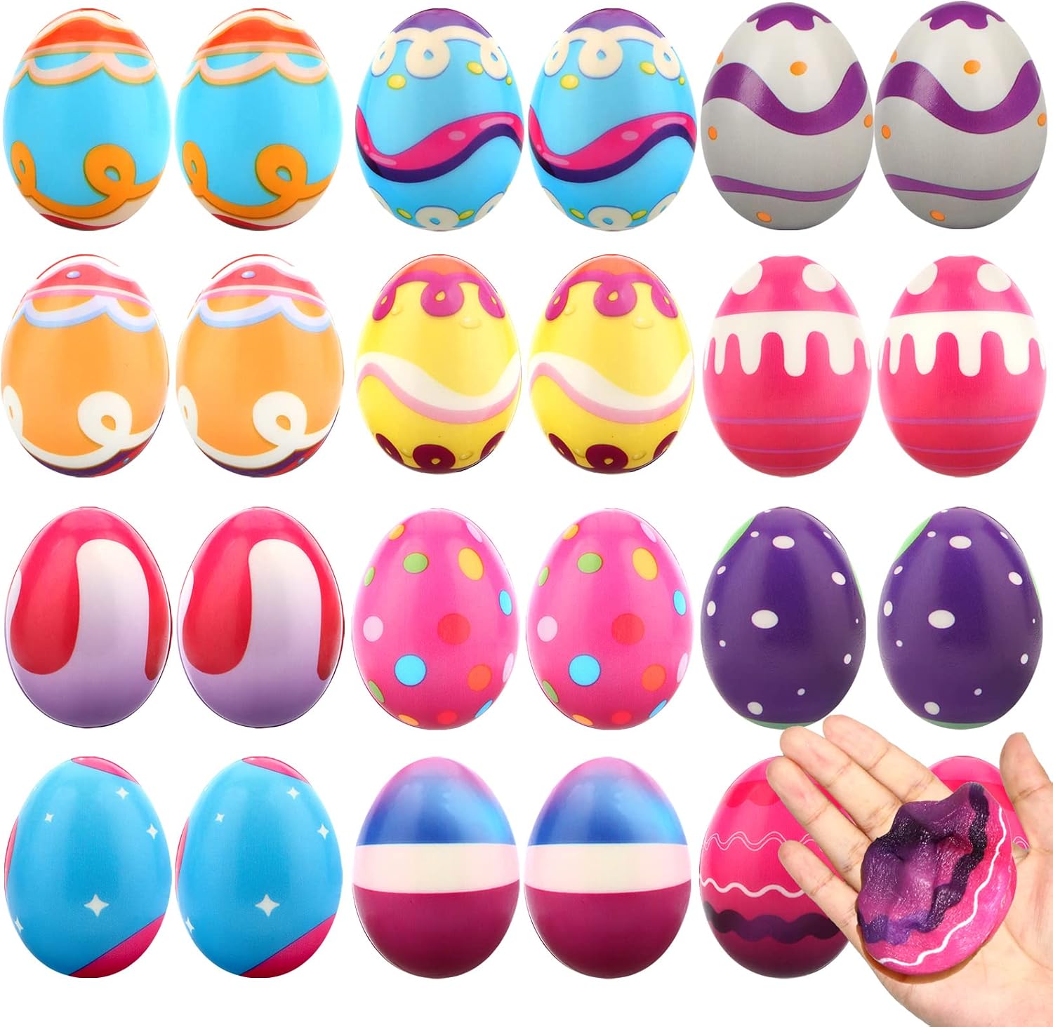 UFUNGA 24 Packs Easter Basket Stuffers Squishy Toys, Slow Rising Squishy Easter Eggs, Party Favor Gifts for Easter