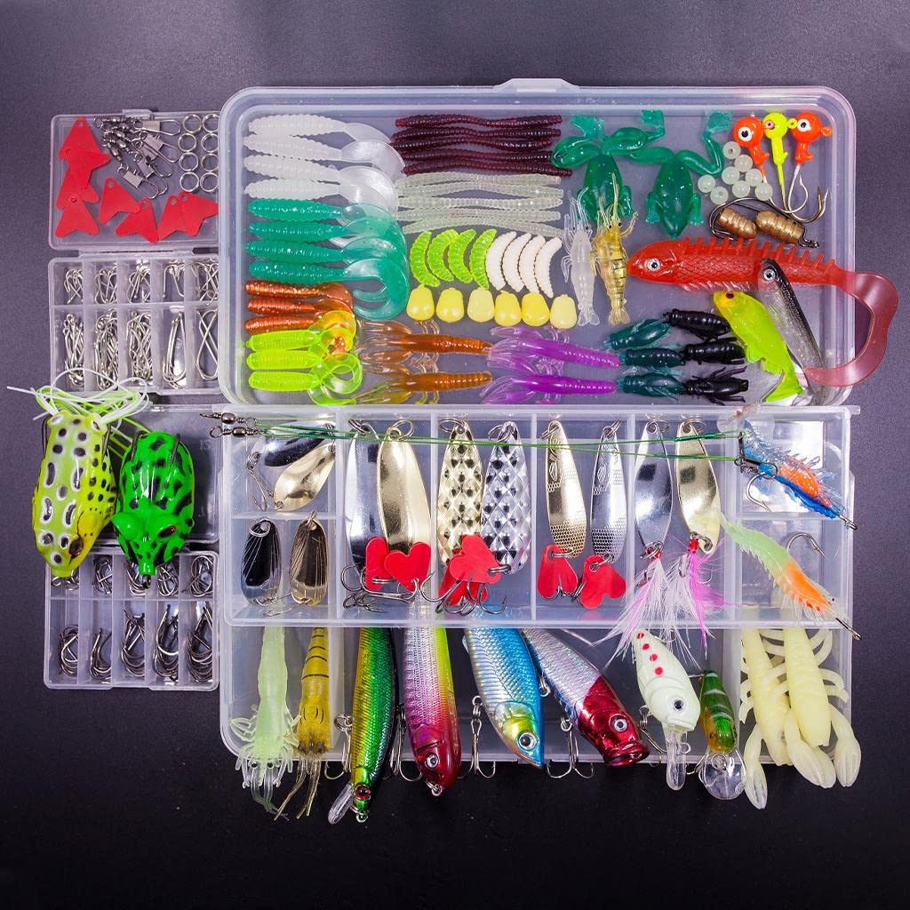 Señuelo de Pesca Set de Señuelos Accesorios de Pesca Cebos Artificiales Caja Portátil Material Adecuado para Pesca en Río Regalo