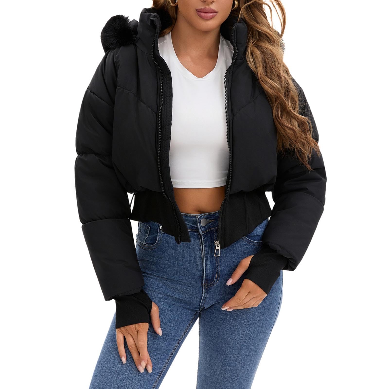Generico Giacca da donna corta Giacca Softshell Donna Parka Con Fodera Piumini Lunghi Con Cappuccio Cappotto Con Cerniera Piumino Invernale Reversibile Ampio Giubbino Pelliccia Donna Parka L