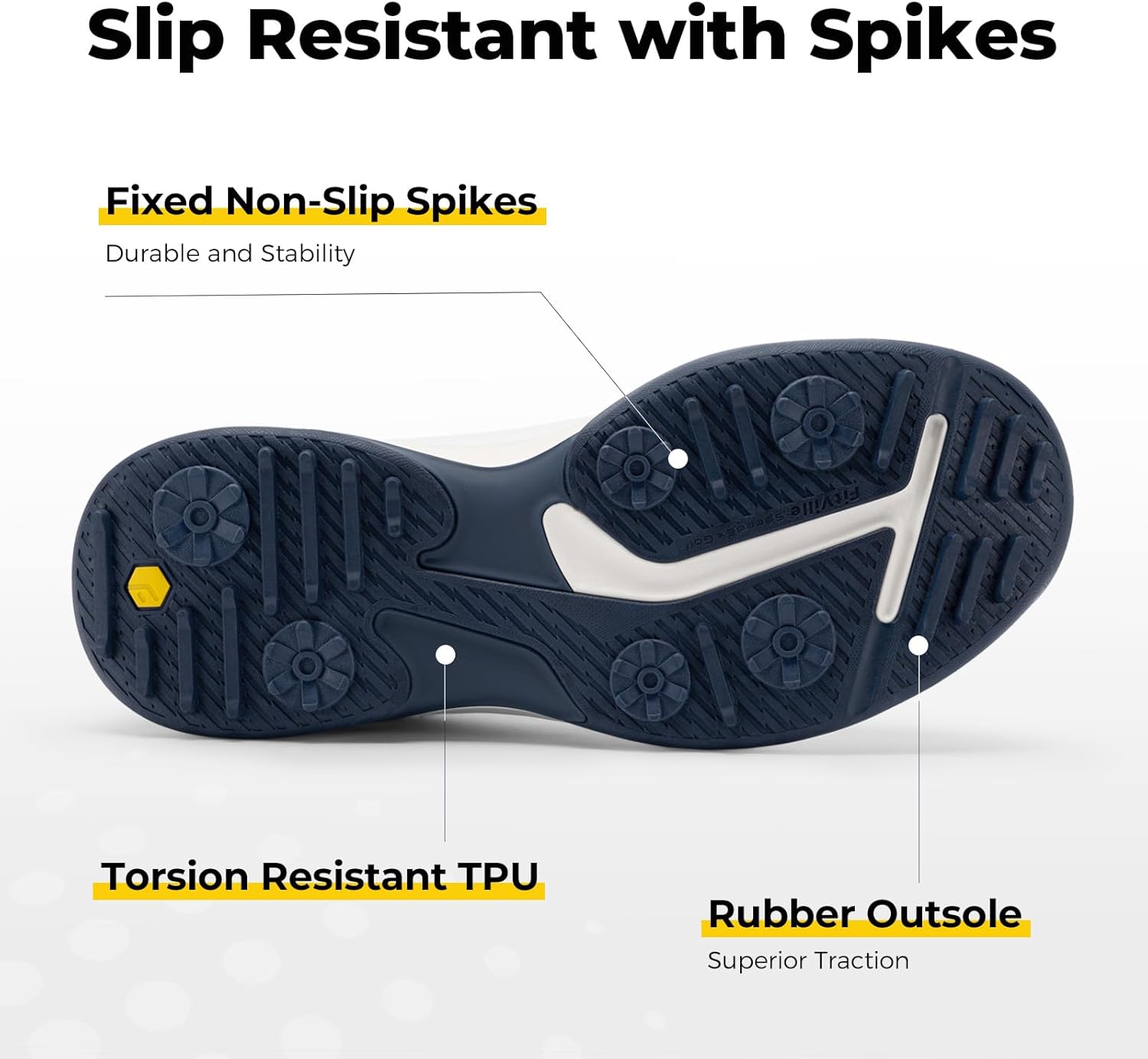 FitVille Extra Wide Men's Golf Shoes Waterproof, Professional No-Slip Spiked Golf Shoes with Arch Support - Image 3