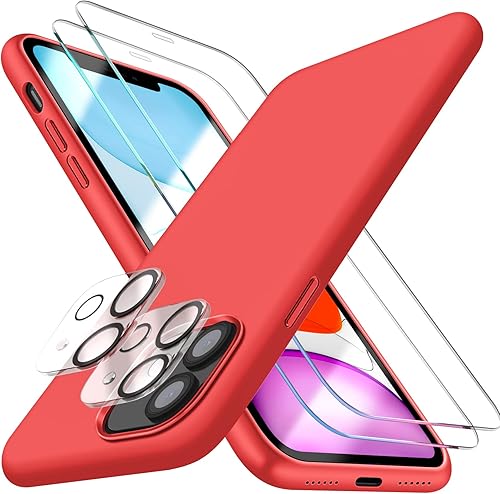 Miniatura 1 de Dssairo Funda 5 en 1 para iPhone 11 6.1, con 2 protectores de pantalla + 2 protectores de lente de cámara, funda protectora de silicona líquida
