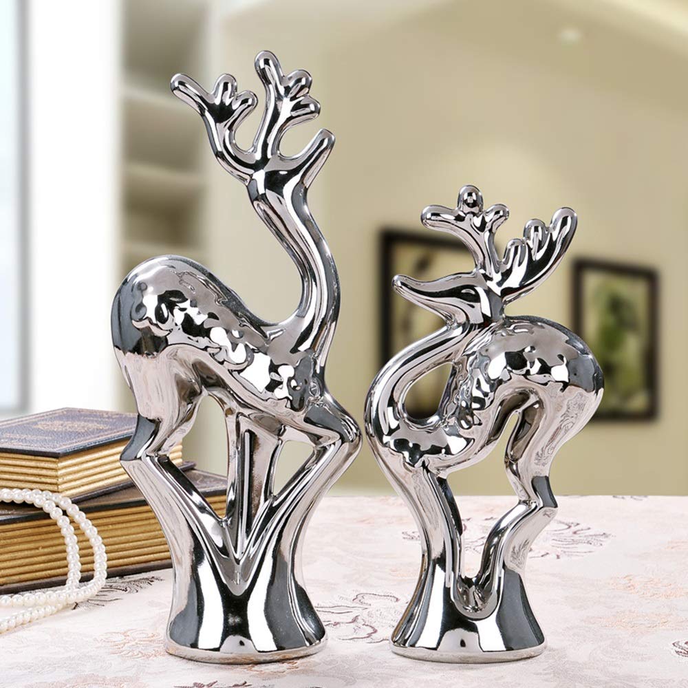 Na biurko stół biurko dom biuro półka na książki ozdoby statuetka ozdoby rzeźby miłośnik jeleni ceramiczne figurki zwierząt ozdoby, zestaw 2 dekoracji domu rzeźby i posągi ręcznie robione artykuły