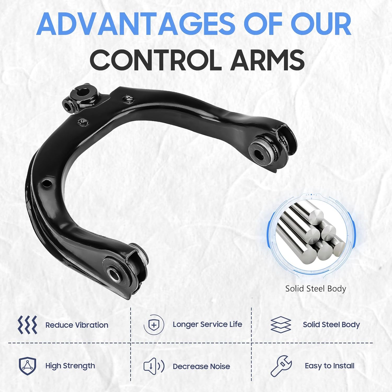 Front Upper Left&Right Control Arms for 04-07 Buick Rainier, 03-06 Chevy SSR, 02-09 Chevy Trailblazer/GMC Envoy, 03-08 Isuzu Ascender, 02-04 Oldsmobile Bravada, 05-09 Saab 9-7X (2pc)