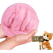 Wool Roving-3.5oz Needle Felting Wool, Soft Multi-Color Wool Fiber, Perfect Felting Wool Pure Wool, Chunky Yarn, for DIY Crafts, NeedleFelting Projects,and Artwork Pink Cherub