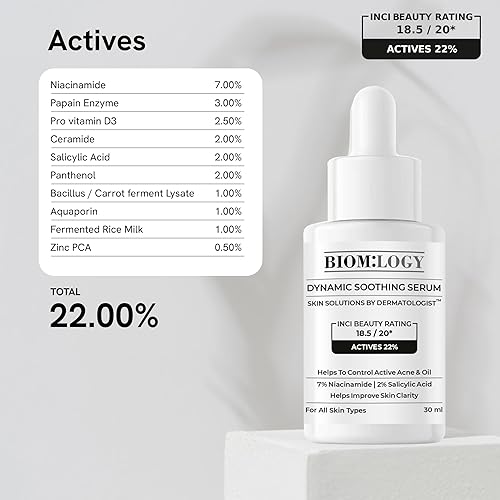 Miniatura 3 de Biomlogy Suero calmante para piel propensa al acné Tratamiento del acné con 7% de niacinamida y 2% ácido salicílico Ayuda a controlar el acné