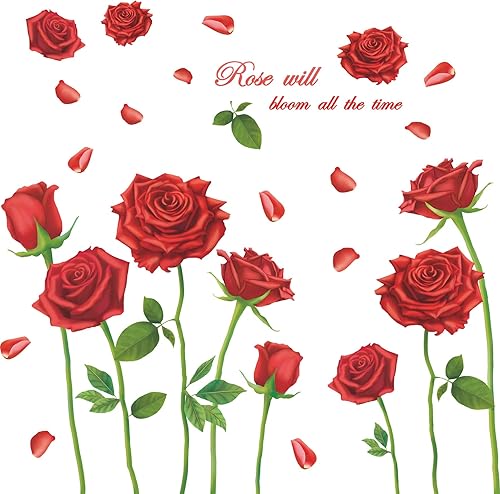 LiveGallery Hermosas calcomanías de pared con diseño de rosas y rosas, removibles, para decoración artística, decoración artística, murales para