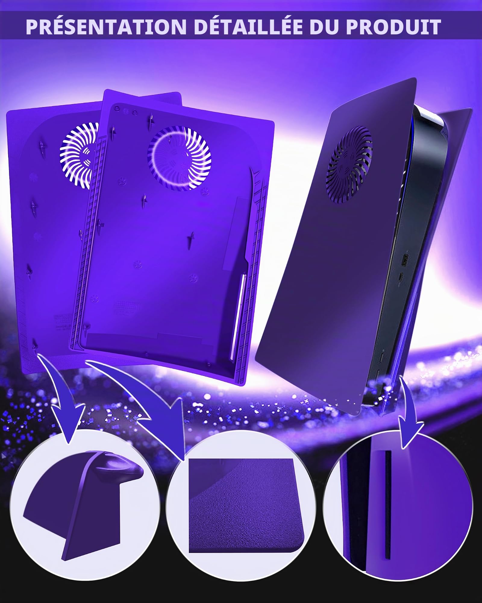 Joso Faceplate pour PS5 Disc Edition, Anti-Scratch boîtier de Remplacement étanche à la poussière, Cover Skin fit pour Console PS5 (CD-ROM) avec évent de Refroidissement
