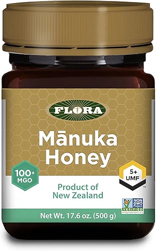 FLORA - Miel de Manuka, MGO 100+, UMF 5+, Sostenible, Rastreable, 17.6 Oz