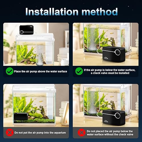 Miniatura 6 de Bomba de aire ultrasilenciosa para acuario, aireador de tanque de peces ajustable con bomba de doble salida, bomba de oxígeno de 8 W, 8 L/min para