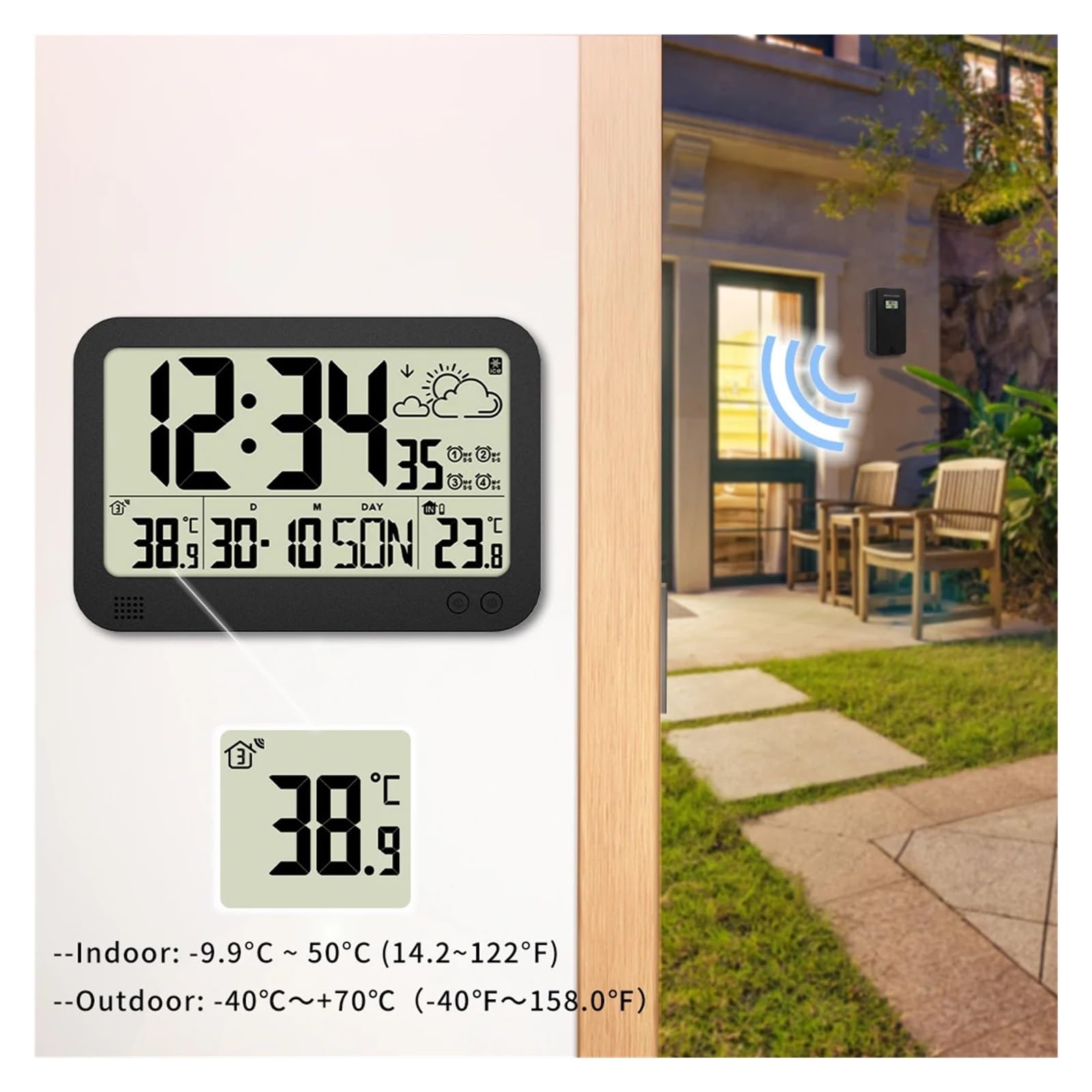 Stazione meteorologica termoigrometro Wireless per Interni ed Esterni, termometro per Temperatura e umidità, retroilluminazione Regolabile con sensore remoto