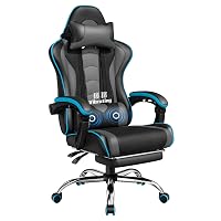 Yaheetech Sedia Gaming Ergonomica Massaggiante Reclinabile con Poggiapiedi Poggiatesta