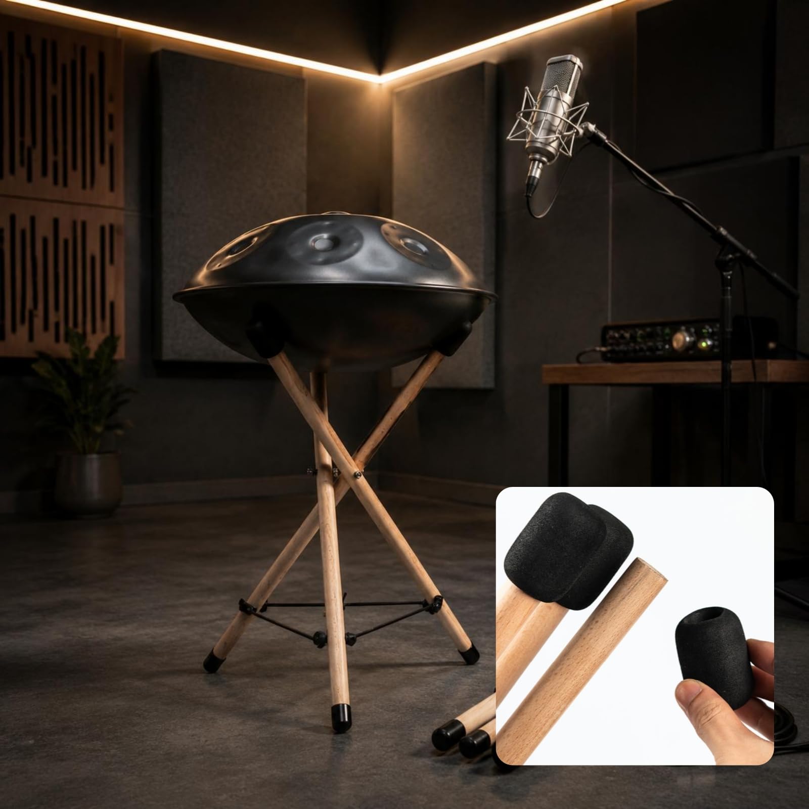Notenständer Faltbar Holzständer Percussionständer Trommelständer Instrumentenhalter aus Buchenholz mit Verstärkter Hardware Und Klappbarer , Mittel Für 10 Zoll Und Mehr