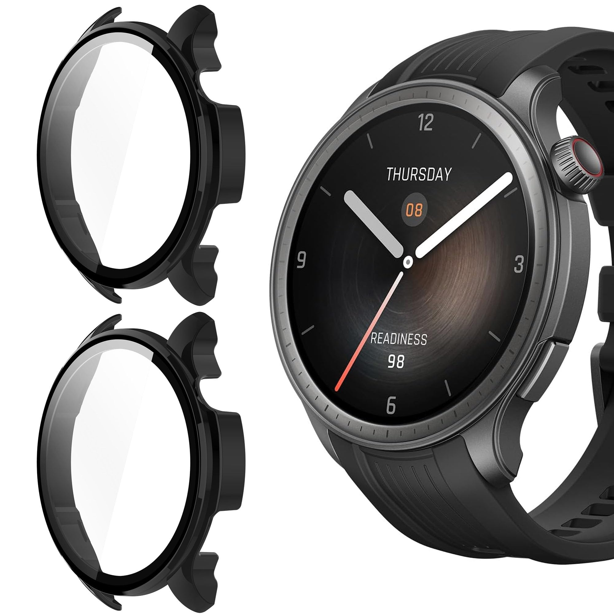 Compatible for Amazfit Balance Case, Lamshaw Hard PC Case with Screen Protector Compatible for Amazfit Balance Smart Watch (2 Pack-Black+Black)