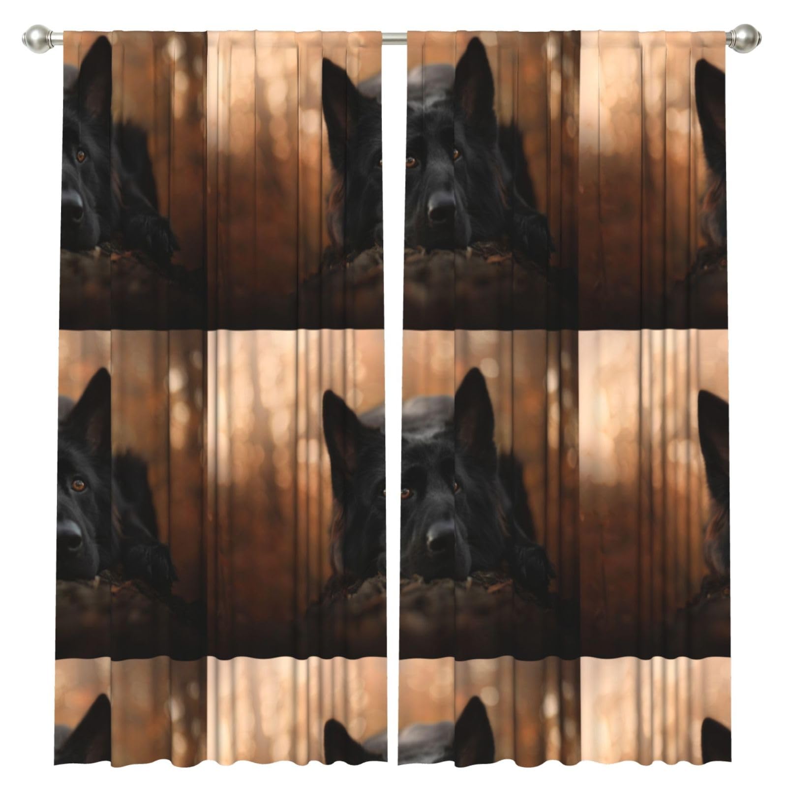 InOmak Black German Shepherd Bokeh Autumn German, 2 Panels Window Curtains 52 x 84 Inch Blackout Curtains for Living Room Bedroom