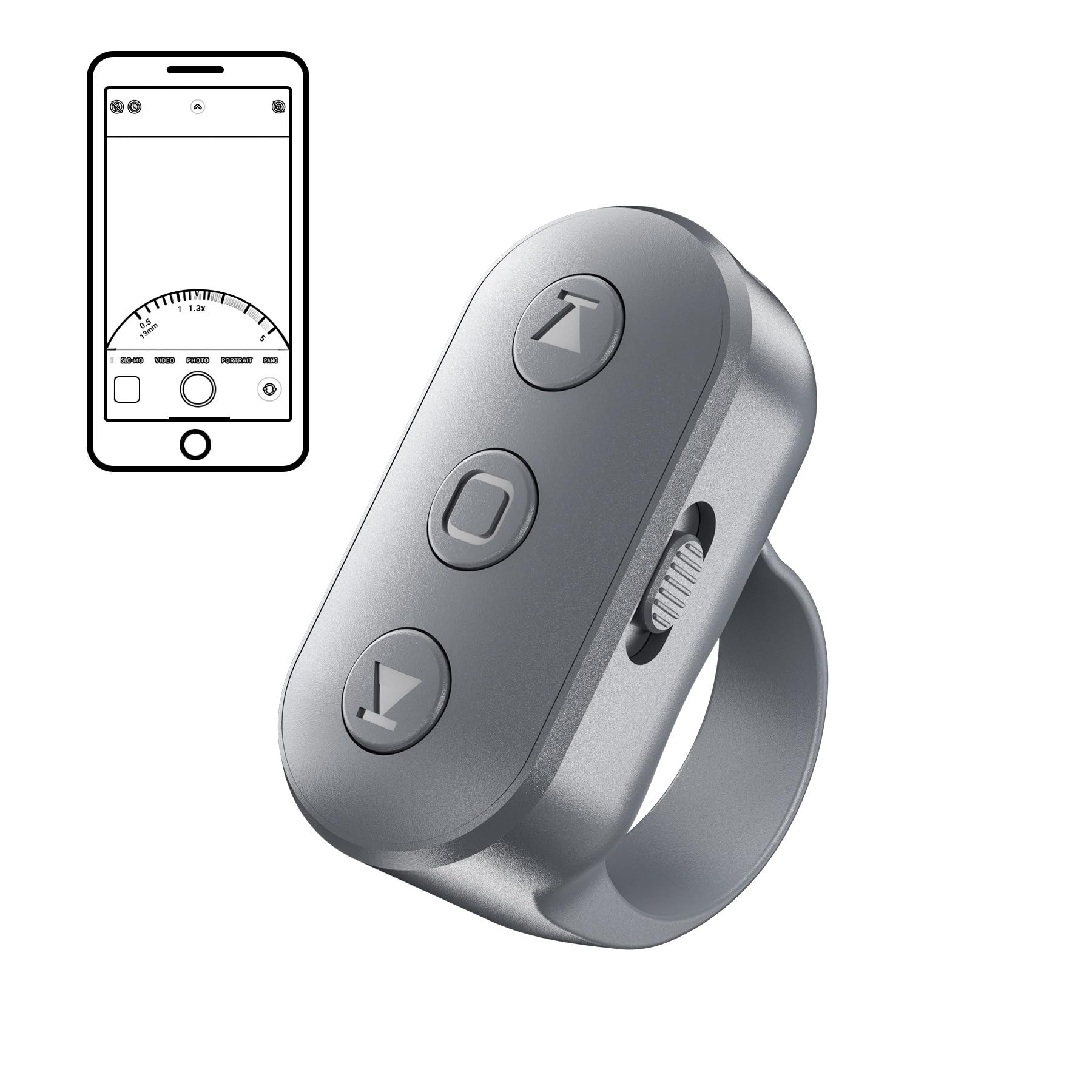 Phone Camera Ring Remote Control with Zoom in/Out, Rechargeable Shutter with Front/Rear Camera Switch for iPhone Android iPad, Hands Free Remote Ring