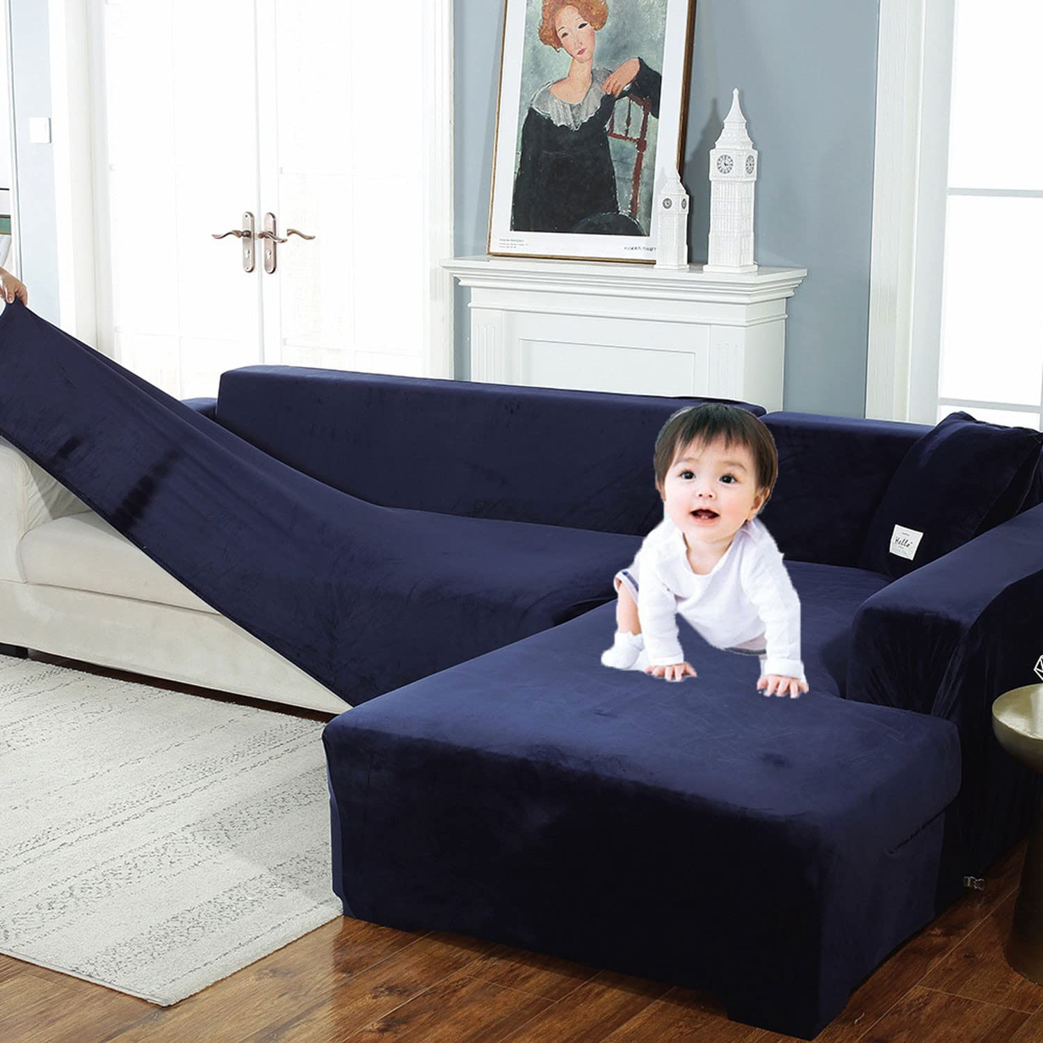 Stretch Sofa Slipcover L Shape Sofa Covers for Sectional Sofa Set,Couch Covers Chaise Lounge Covers for Dogs Pets Kids,Furniture Protector Covers for