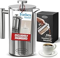 Vista 10 de Cafetera de prensa francesa de acero inoxidable de 1 L (34 onzas) con espejo, prensa de café grande aislada de doble pared, diseño duradero que