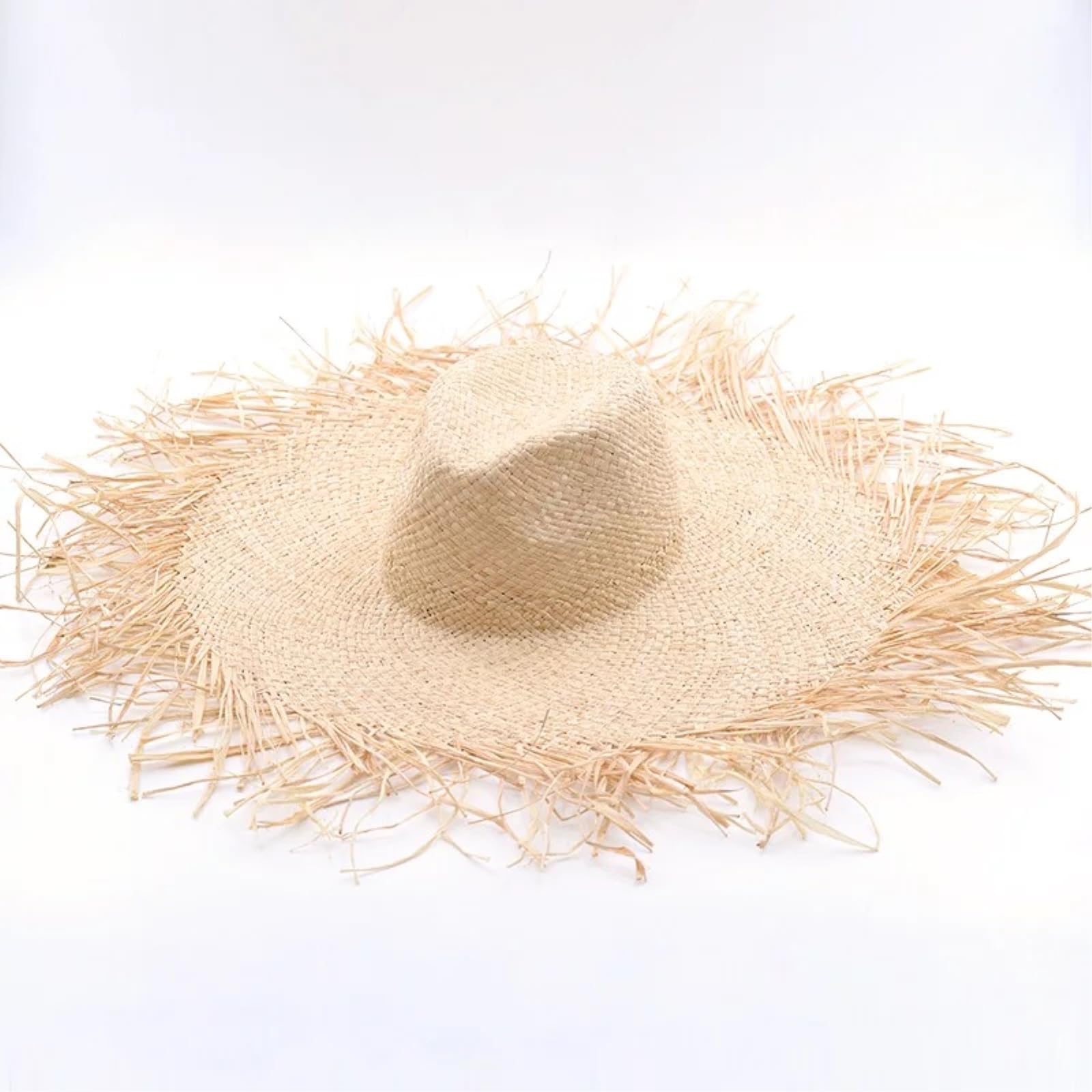 Straw Hat Handmade Women's Sun Hat, szeroki Brim, wysokiej jakości Beach Hat-khaki