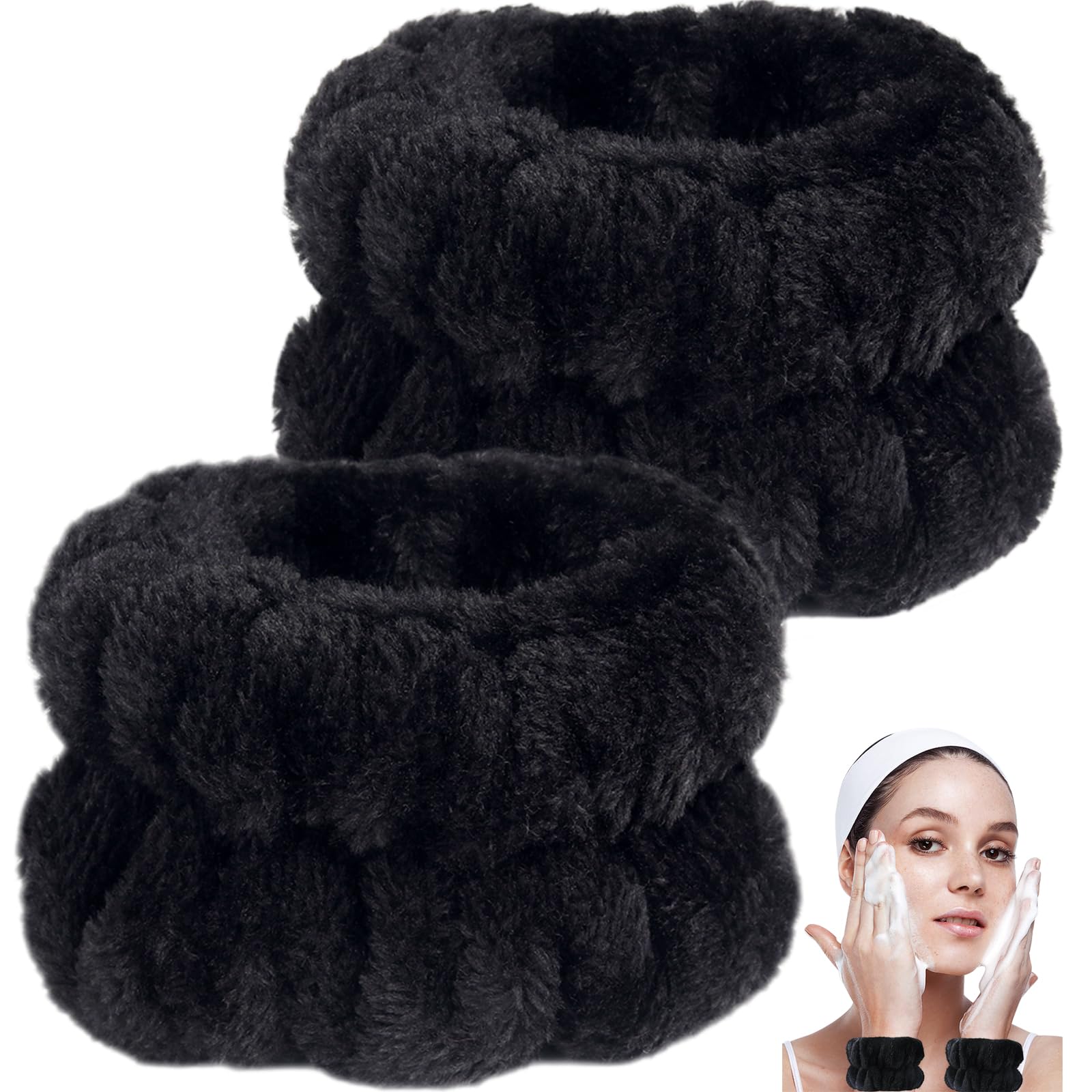 2pcs Wrist Bands for Washing Face, Microfiber Face Washing Wristbands, Arm Wrist Towels, Spa Face Wash Wristbands, Stretchy Absorbent Wash Band for Woman Children