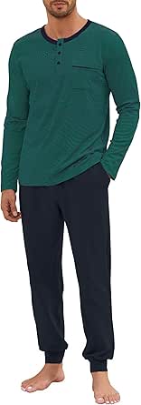 Atforna Pyjama Long En Coton Pour Homme - Ensemble 2 Pièces - Rayures
