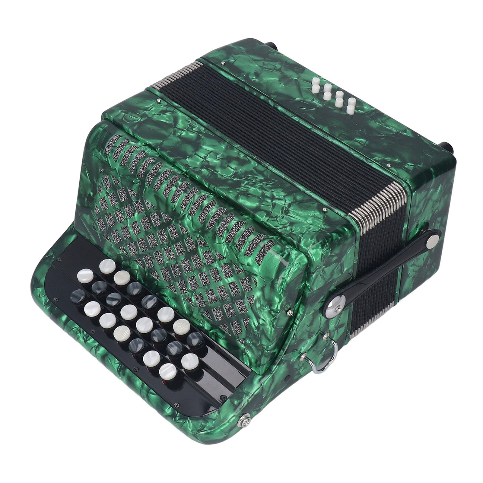 Sorandy Fisarmonica a 22 Tasti 8 Bassi, Strumento Musicale Professionale a Fisarmonica con Bottoni Sensibili Allo Scivolamento con Tracolla per Spettacoli Professionali Ed Esami (GREEN)