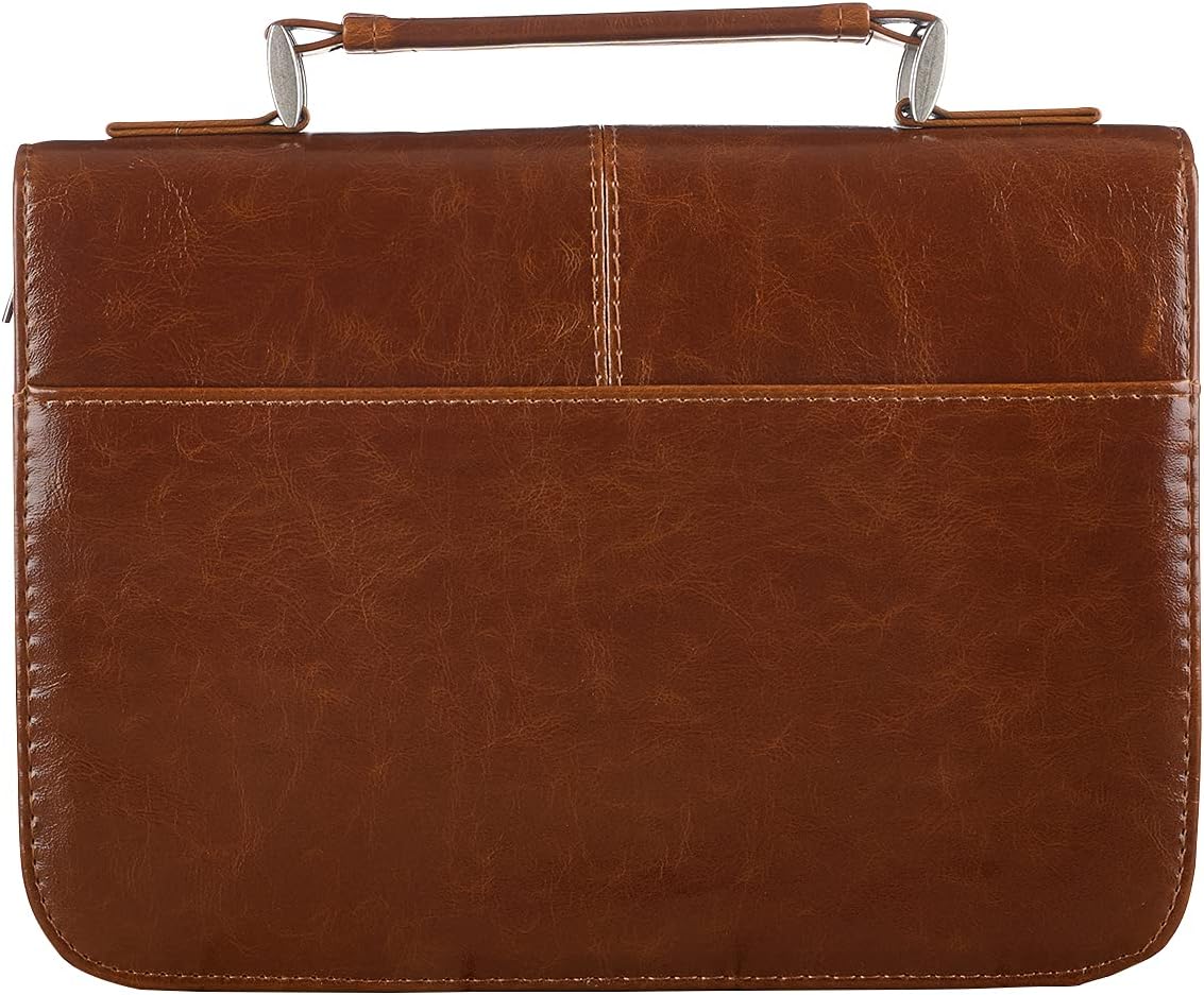 Christian Art Gifts Men/Women's Classic Bible Cover Faith Badge, Brown Faux Leather, Large: 6006937118232: Christian Art Gifts: Office Products