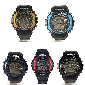 Glitter Collection Sports Digital Watch Combo Pack of 5 for Birthday Return Gift sports005