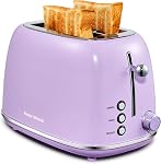 Roter Mond 2 Slice Toaster Retro Stainless Steel with Bagel, Cancel, and Defrost Functions, 6 Bread Shade Settings, Extra Wide Slots and Removable Crumb Tray, Orange