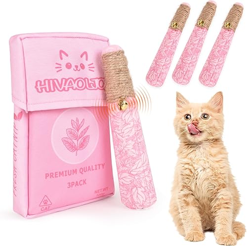 Miniatura 9 de Paquete de 3 juguetes de hierba gatera para gatos, divertidos juguetes para gatos con cuerda dental y cascabel, juguetes 100% orgánicos de hierba