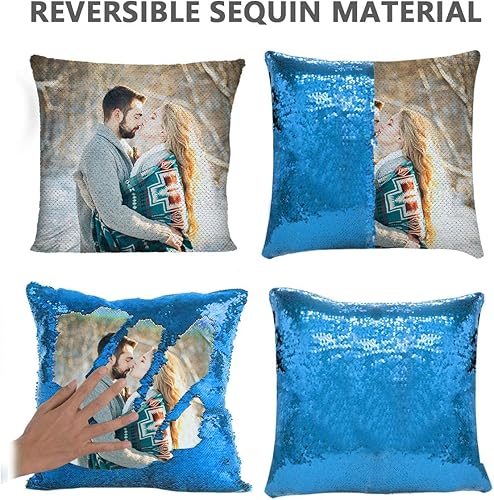 Vista 20 de LingLing Design - Almohada personalizada de lentejuelas, almohadas personalizadas con fotos, decoración mágica reversible del hogar, regalos Plateado