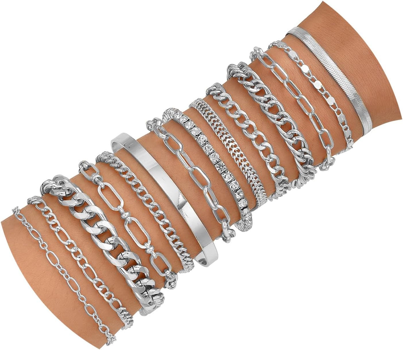 CHICUTIE Gold Bracelets for Women, Elegant 14K Gold Plated Dainty Bracelet set Trendy Link Chain Stackable Bracelets Pack Jewelry Gifts for Women