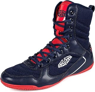 ZJIEX Men's Professional Wrestling Boxing Shoes, Adult Boxing Boots, Premium Boxing Shoe, Sports, Fighting, Sanda, Fitness, Taekwondo, Competition, Training Shoes-Blue||42EU
