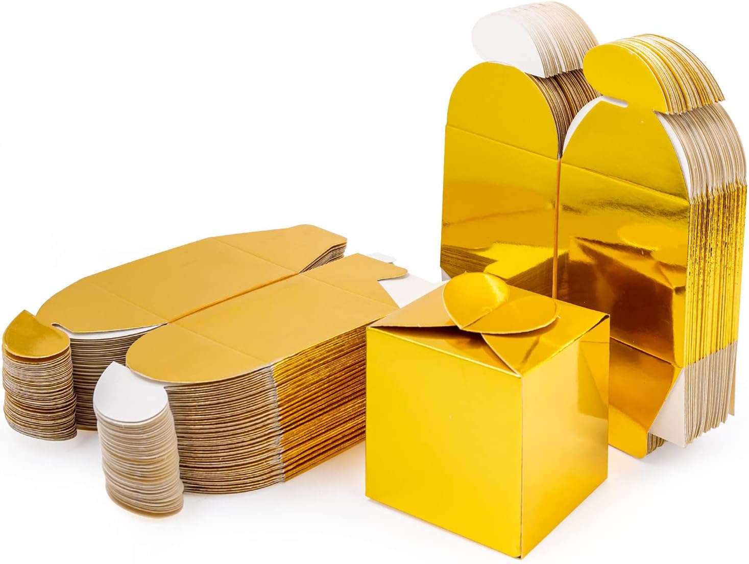 100 Pack Party Favor Gift Boxes, Gold Candy Boxes Small Treat Boxes
