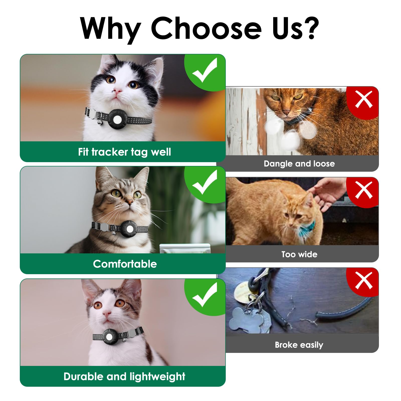 Localizzatore GPS per gatti, compatibile con Apple Find My App (solo iOS), senza canone mensile, collare staccabile incluso