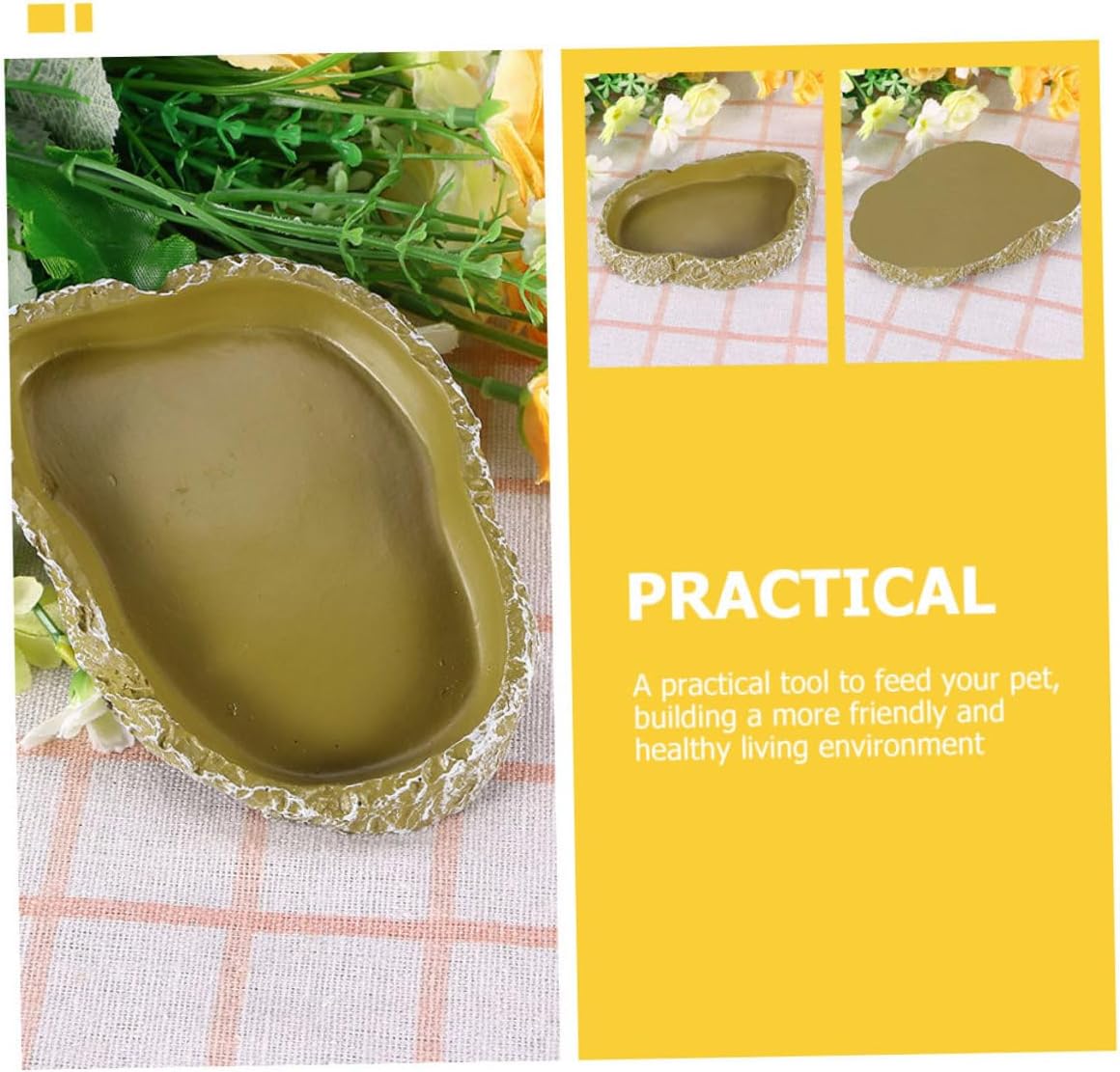 POPETPOP 3pcs Reptile Feeding Bowls and Water Dishes Resin Turtle Basin for Tortoise Lizard Snake Terrarium Accessories