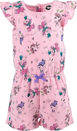 DreamWorks Trolls Poppy - Mameluco sin mangas de felpa francesa para niñas pequeñas