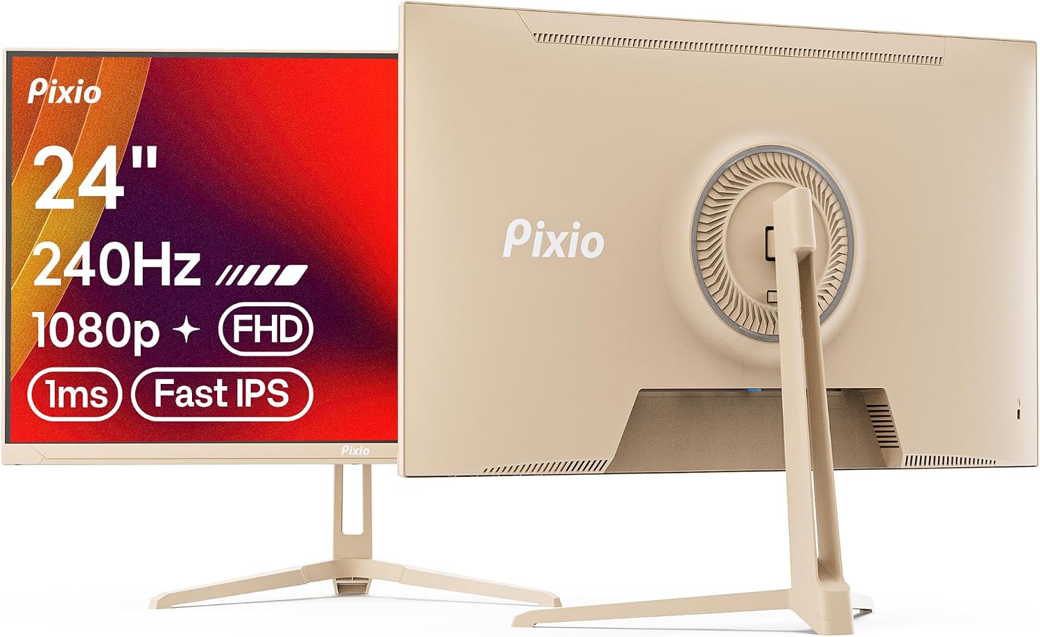 Pixio PX249 Wave Beige 24 inch 240Hz Refresh Rate FHD 1080p Resolution Fast IPS Panel 1ms GTG Response Time Built-in Speakers Gaming Monitor with Adaptive Sync
