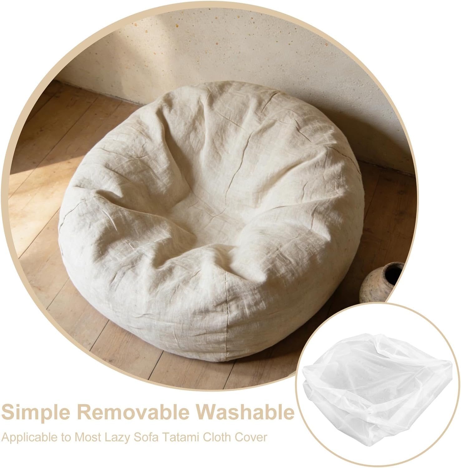 UKCOCO Bean Bag Chair Cover Replacement for Sofa and Recliner, White